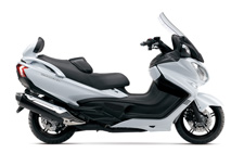 New 2017 SUZUKI BURGMAN 650 EXECUTIVE PEARL BRACING WHITE The Burgman 650 Executive provides you an outstanding riding experience through an advanced transmission with two fully automatic modes (Drive and Power) plus optional manual shifting. A reliable and robust DOHC, liquid cooled engine utilizes design elements from the legendary Hayabusa to provide all the performance you’ll ever need – and then some. This urban smart and travel-ready scooter is equipped with spacious ergonomics, smooth suspension, and a plush seat with adjustable lumbar support, ample storage compartments, and an aerodynamically designed remotely adjustable windscreen. Additional amenities only available on the Executive model include heated grips for the rider, a supportive backrest for the passenger, and a heated seat for both the rider and the passenger.